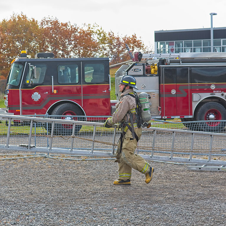 Bunker gear, helmet, gloves